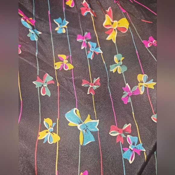 Vintage Coronel 100% Silk Black Bow Long Sleeve Button-down Blouse Size M - Picture 7 of 7